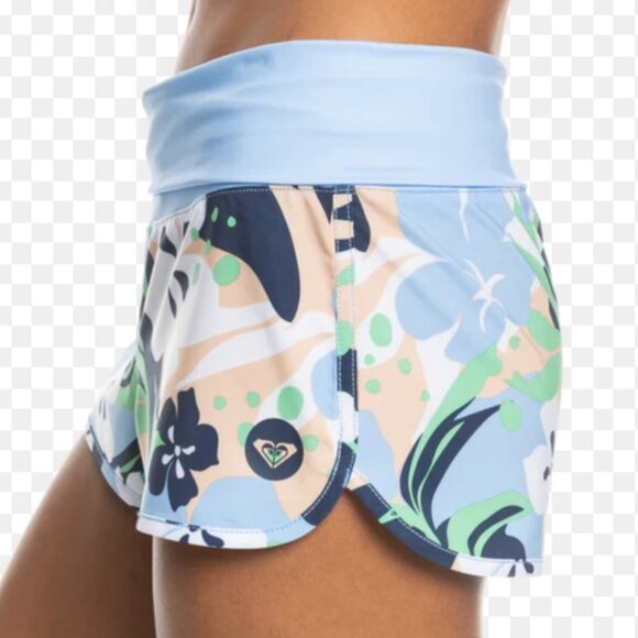 Roxy Endless Summer Printed Medium M Board Shorts NEW NWT Blue Peach Green Flora - Picture 1 of 13